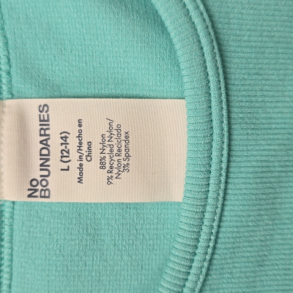 NWT. No Boundaries Girl's Mint Green Ribbed Top. Size 12/14 - Picture 2 of 3